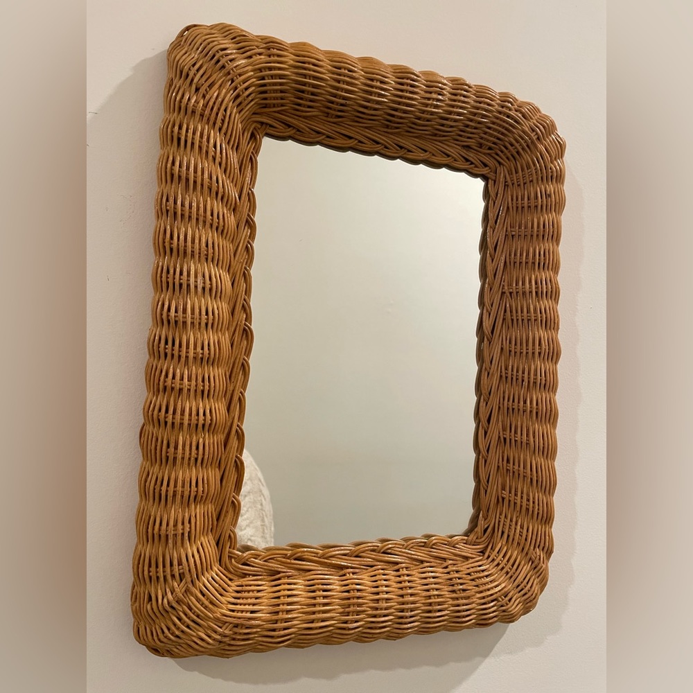 Boho hippie wicker basket framed mirror
